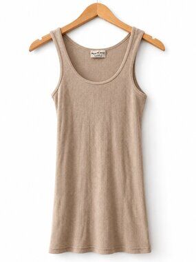 Michael Stars Cream Metallic Cotton Blend Boyfriend Tank Y2K OS